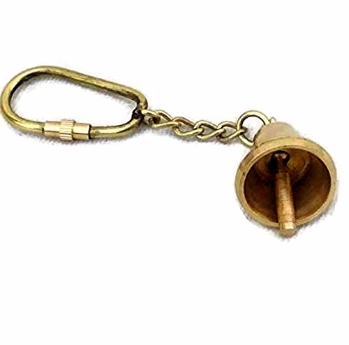 qarzun nautical brass bell keychain keyring for bike keychain for car brass keychain perfacte vintage gifts, gold
