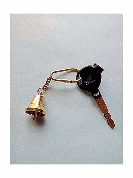 Nautical Brass Bell Keychain Keyring For Bike Keychain For Car Brass Keychain Perfacte Vintage Gifts, Gold-2