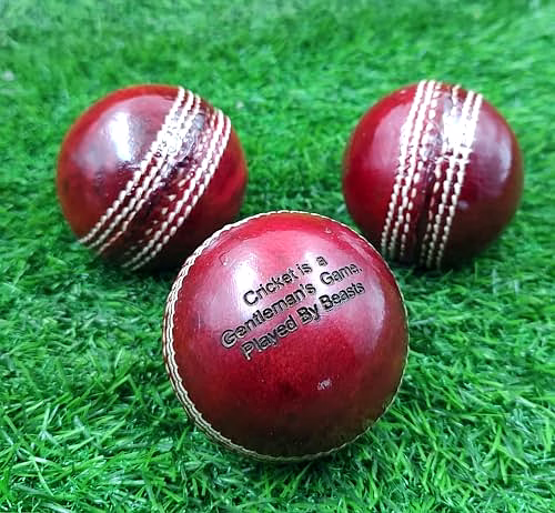 Personalized Leather Cricket Ball (Red), Standard Size 1Pc with Acrylic Display Box Water Resistant Suitable for Practice or Tournament Game image 5