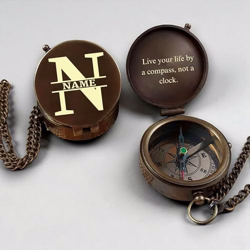qarzun monogram with name brass antique pocket compass chain with personalized brass nautical birthday gift for your lovedones