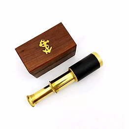 qarzun itdc 6" handheld brass telescope with wooden box - pirate navigation