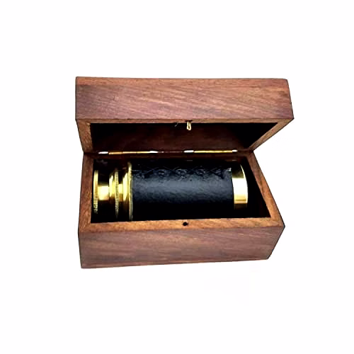 ITDC 6" Handheld Brass Telescope with Wooden Box - Pirate Navigation image 2