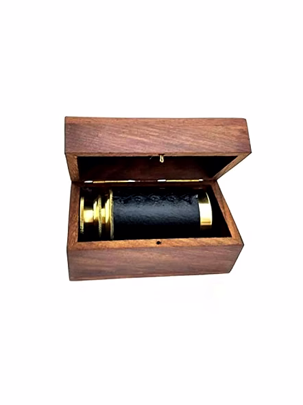 ITDC 6" Handheld Brass Telescope with Wooden Box - Pirate Navigation-1