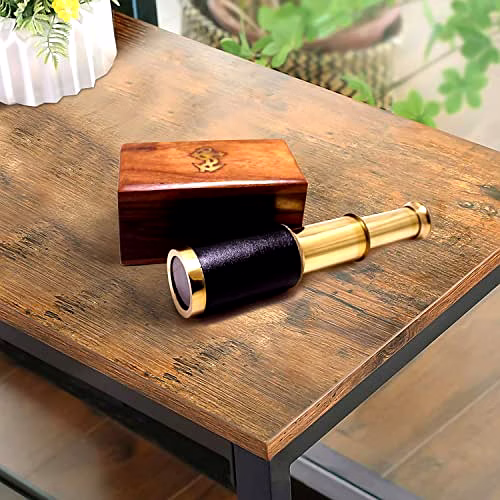 ITDC 6" Handheld Brass Telescope with Wooden Box - Pirate Navigation image 5
