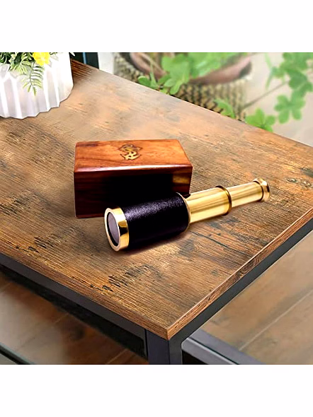 ITDC 6" Handheld Brass Telescope with Wooden Box - Pirate Navigation-4