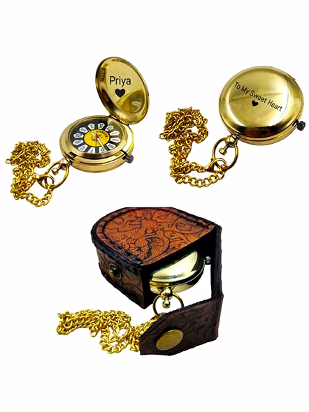 Personalized Pocket watch Chain with Leather Box Collectible Birthday anniversary Gift-3
