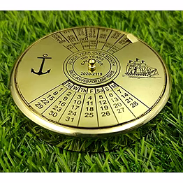 qarzun ai brass calendar collectible 100yrs paper weight table decor