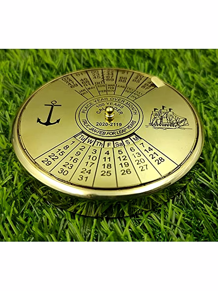 AI Brass Calendar Collectible 100Yrs Paper Weight Table Decor-Qarzun1010