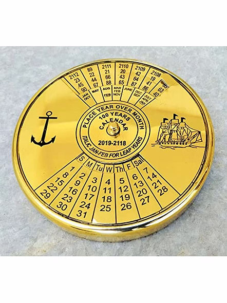 AI Brass Calendar Collectible 100Yrs Paper Weight Table Decor-2