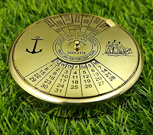AI Brass Calendar Collectible 100Yrs Paper Weight Table Decor image 4