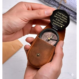 qarzun personalized brass black pocket compass chain with leather case brass nautical birthday gift for your lovedones