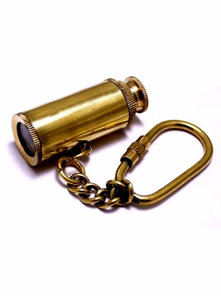 Brass Telescope Keychain for Car, Bike, Cycle and Home Keys (9.3x6.7x2.5cm)-1