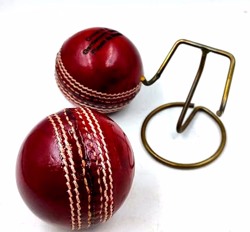 Personalized Leather Cricket Ball (Red), Standard Size 1 Piece with Metal Display Stand, Water Resistant, Suitable for Practice or Tournament Game image 3