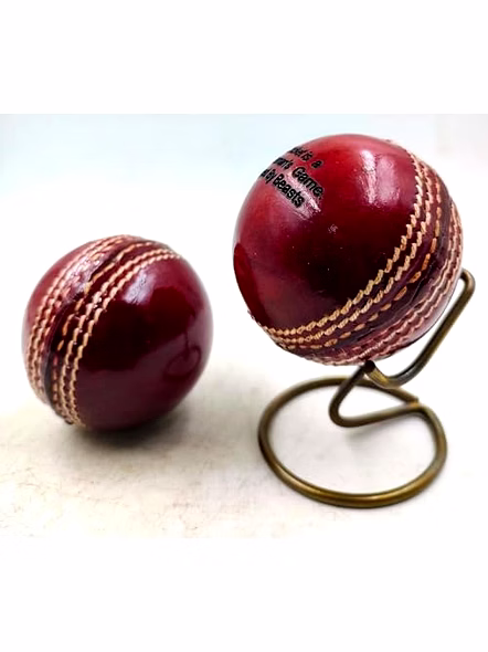 Personalized Leather Cricket Ball (Red), Standard Size 1 Piece with Metal Display Stand, Water Resistant, Suitable for Practice or Tournament Game-4