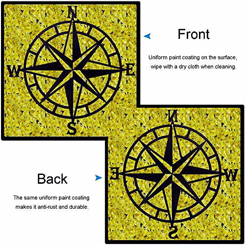 ESTART (Black) -28Cm Metal Decorative Nautical Compass Wall Decor, Living Room Bedroom Office Porch Garden Patio Signs Wall Hanging Art Beach Theme Home Decoration (Black) image 5