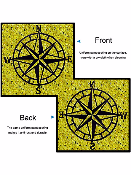 ESTART (Black) -28Cm Metal Decorative Nautical Compass Wall Decor, Living Room Bedroom Office Porch Garden Patio Signs Wall Hanging Art Beach Theme Home Decoration (Black)-4