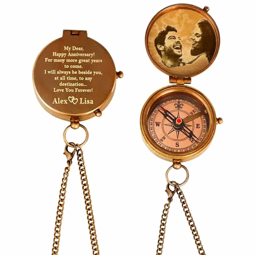qarzun personalized photo pocket compass brass nautical birthday gift for your lovedones