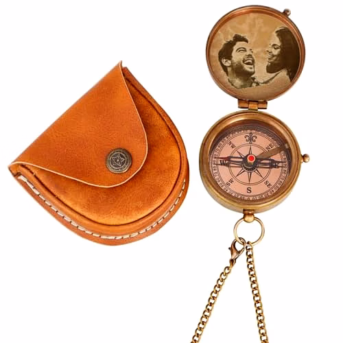 Personalized Photo Pocket Compass Brass Nautical Birthday Gift for Your lovedones image 3