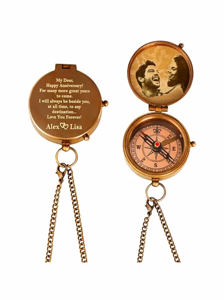 Personalized Photo Pocket Compass Brass Nautical Birthday Gift for Your lovedones-3