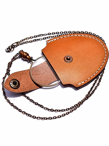 Antique Finish Brass Magnifying Glass Optional with Leather case - Round Magnifier Monocle Page Reader Necklace - Vintage Style Nautical-1