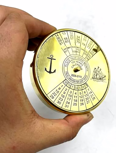Personalised name Brass Calendar Collectible 100Yrs Paper Weight Table Decor Gift image 3
