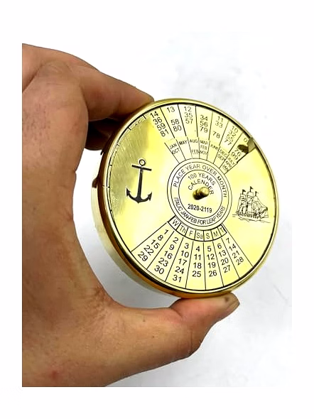 Personalised name Brass Calendar Collectible 100Yrs Paper Weight Table Decor Gift-2