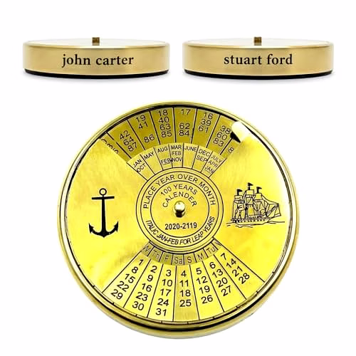 Personalised name Brass Calendar Collectible 100Yrs Paper Weight Table Decor Gift image 4