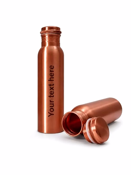 Ayurveda Personalized Copper Bottle 34oz, Leak Proof Copper Water Bottle for Drinking Water, Unique Design Yoga Bottle for Home, Stainless Steel with Screw Lid, Engraved Name