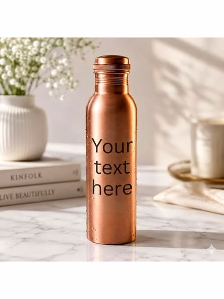 Ayurveda Personalized Copper Bottle 34oz, Leak Proof Copper Water Bottle for Drinking Water, Unique Design Yoga Bottle for Home, Stainless Steel with Screw Lid, Engraved Name-4