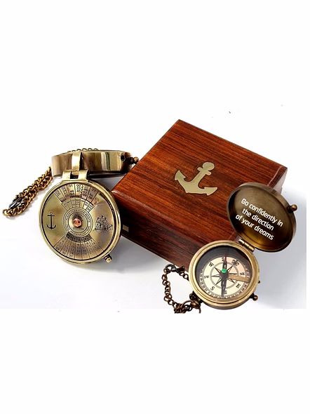 Personalized Pocket Compass with 100 Years Calendar Brass Nautical Birthday Gift for Your lovedones-2