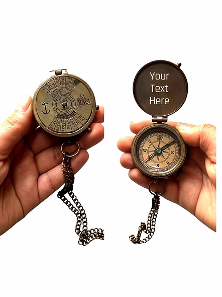 Personalized Pocket Compass with 100 Years Calendar Brass Nautical Birthday Gift for Your lovedones-3