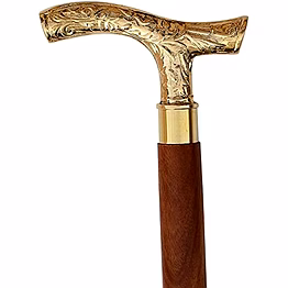 qarzun walking stick 37 vintage fritz brown sheesham wood with brass handle walking stick for men and women. wooden decorative canes and walking sticks. by sabkraft