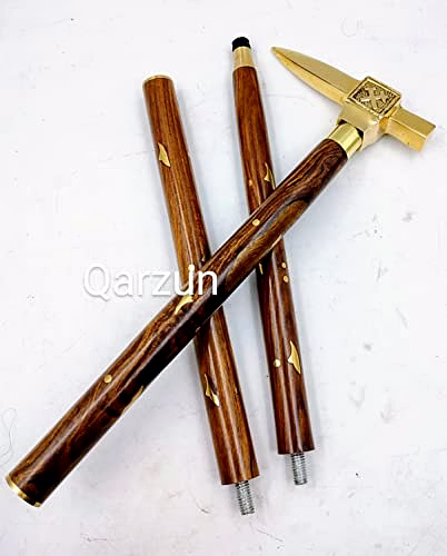 Brass Anvil Handle Royal Wood Walking Stick Cane 3 fold Open Nautical Vintage Style image 2