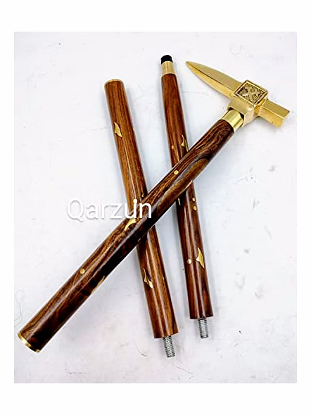 Brass Anvil Handle Royal Wood Walking Stick Cane 3 fold Open Nautical Vintage Style-1