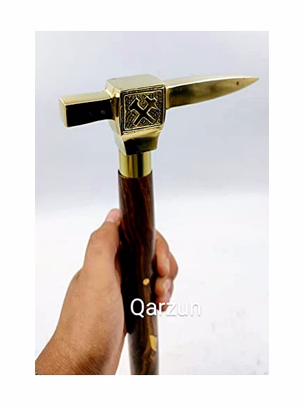 Brass Anvil Handle Royal Wood Walking Stick Cane 3 fold Open Nautical Vintage Style-2