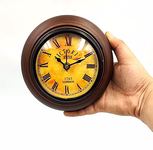 qarzun wood wall clock mini collectible victorian style wall clock room wall decorative 5" brown clock