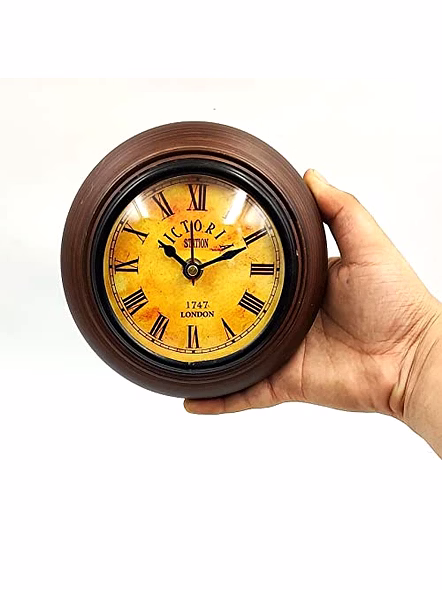 Wood Wall Clock Mini Collectible Victorian Style Wall Clock Room Wall Decorative 5" Brown Clock