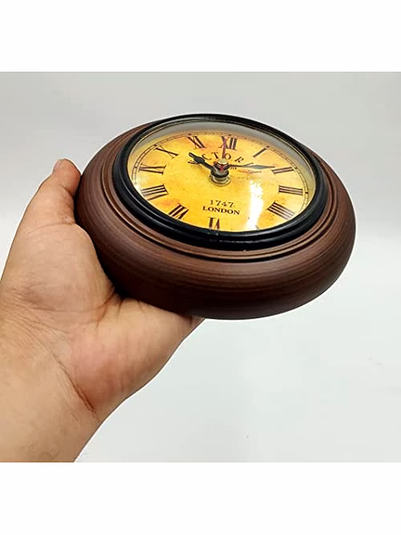 Wood Wall Clock Mini Collectible Victorian Style Wall Clock Room Wall Decorative 5" Brown Clock