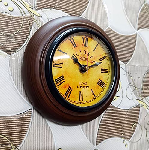 Wood Wall Clock Mini Collectible Victorian Style Wall Clock Room Wall Decorative 5" Brown Clock image 3
