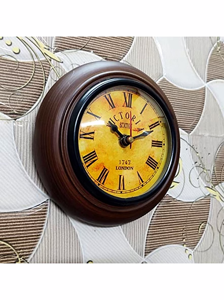 Wood Wall Clock Mini Collectible Victorian Style Wall Clock Room Wall Decorative 5" Brown Clock-2
