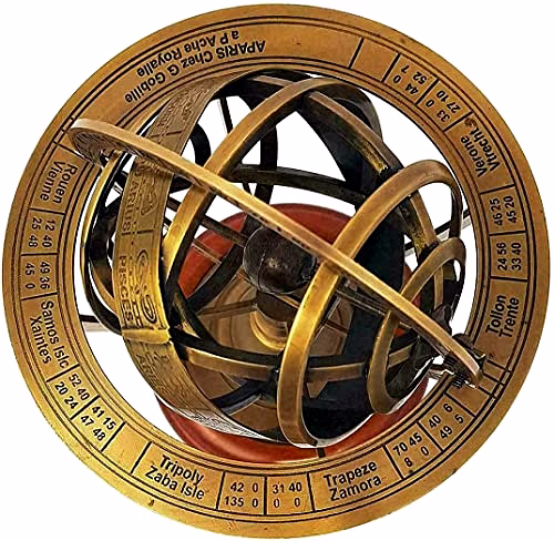 FYNJREX Astronomical Brass Engraved Brass Tabletop Armillary Nautical Sphere Globe Items image 1