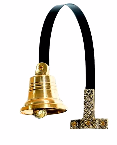 qarzun vintage solid small brass wall & hanging door bell, handcrafted doorbell -handcrafted doorbell perfect for home, garden outdoor and indoor pet training bell