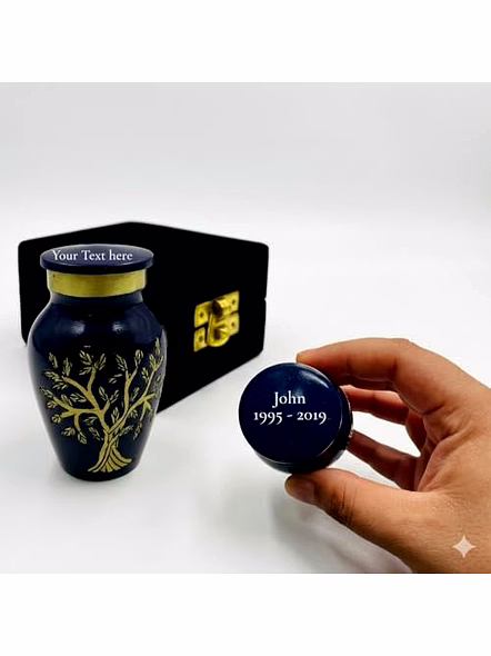 Personalized Mini Keepsake Urn for Ashes: Handcrafted Sharing Urn with Velvet Box-3