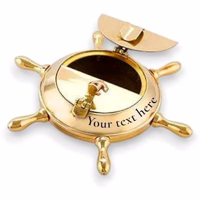 Personalised Engraved name Brass Nautical Wheel Design Cigarettes Ashtray for Outdoor Indoor, Unique for Home Office Tabletop Decoration, Ideal Gift for Adult image 2