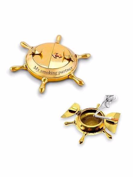 Personalised Engraved name Brass Nautical Wheel Design Cigarettes Ashtray for Outdoor Indoor, Unique for Home Office Tabletop Decoration, Ideal Gift for Adult-3
