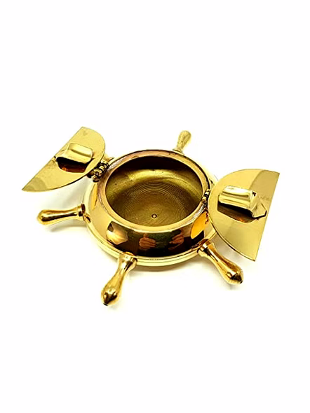 Personalised Engraved name Brass Nautical Wheel Design Cigarettes Ashtray for Outdoor Indoor, Unique for Home Office Tabletop Decoration, Ideal Gift for Adult-4