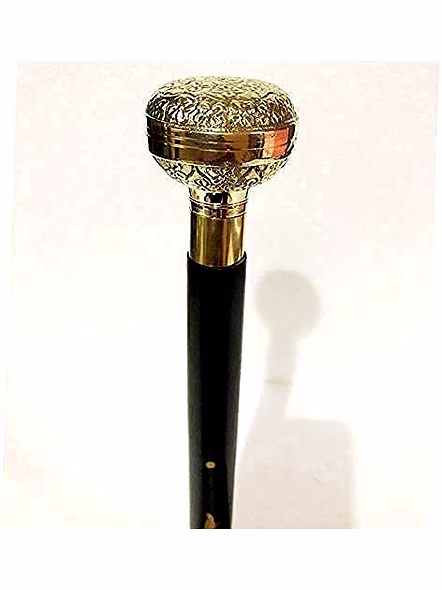 A F Handmade Vintage Solid Brass Victorian Handle Wooden 3 Fold Black Walking Stick Wood Walking Cane-Qarzun1040