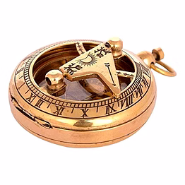 qarzun vnsa vintage 2" brass polish shinny working push button sundial compass