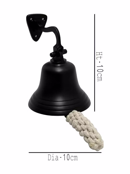 Personalized Antique Black Metal Ship Anchor Bell Wall Hanging Door Bell Small Size-1