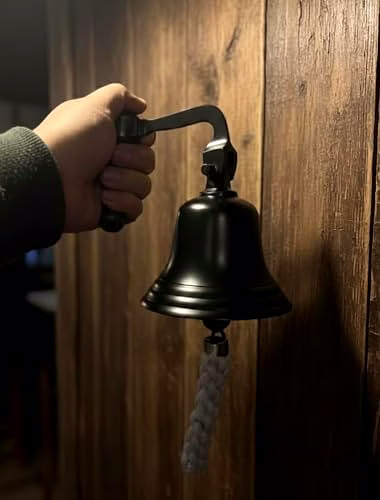 Personalized Antique Black Metal Ship Anchor Bell Wall Hanging Door Bell Small Size image 3